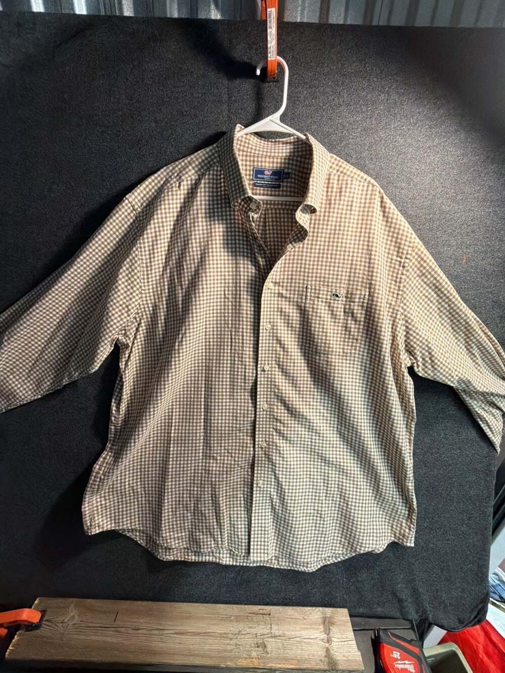 Vineyard Vines Classic Fit Tucker Shirt Gingham Brown XXL 6-0061